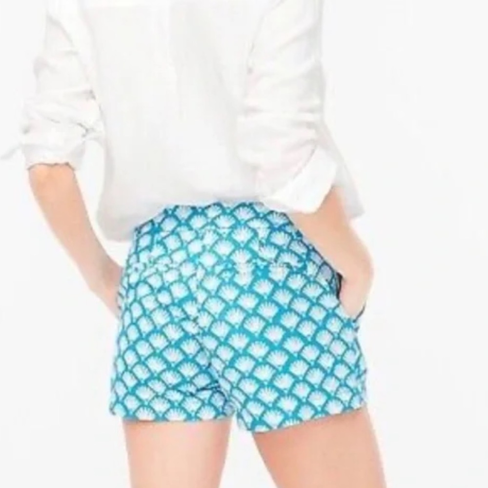 J. Crew 3.5” Blue & White Fan Print Chino Shorts - 0